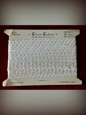 Vintage Deadstock NYC Garment District Trim on Original Board. 1940-1950 WHITE